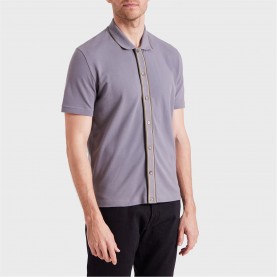 риза,облекла,на,разпродажба,мъжки,ризи,ps,paul,smith,men's,contrast,placket,short,sleeve,plain,shirt,grey,74