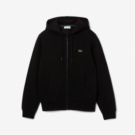суичър,мъжки,ежедневни,облекла,lacoste,zip,basic,fleece,hoodie,black,c31