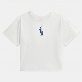 юношеска,тениска,детски,3/4,панталони,polo,ralph,lauren,large,logo,t,shirt,juniors,deckwash,white