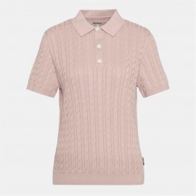 пуловер,дамски,плетени,дрехи,дамски,топове,barbour,hartland,short,sleeve,polo,neck,jumper,primrose,pink