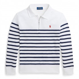 юношеска,поларена,блуза,детски,3/4,панталони,polo,ralph,lauren,striped,quarter,zip,fleece,top,juniors,white,navy