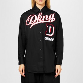 дамски,ризи,dkny,dkny,varsity,shirt,ld43,black