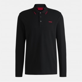 блуза,с,яка,мъжки,тениски,hugo,men's,derrikos,long,sleeve,polo,shirt,black,001