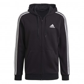 суичър,облекла,на,разпродажба,мъжки,горнища,с,качулка,adidas,men's,french,terry,3,stripe,full,zip,hoodie,black