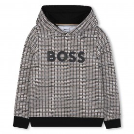 Суичър BOSS Kids' All Over Print Pull Over Hoodie - Black суичър,детски,3/4,панталони,boss,kids',all,over,print,pull,over,hoodie,black