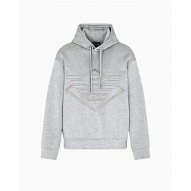 Суичър EMPORIO ARMANI Large Eagle Hoodie - Light Gry M0195 суичър,мъжки,ежедневни,облекла,мъжки,горнища,с,качулка,emporio,armani,large,eagle,hoodie,light,gry,m0195