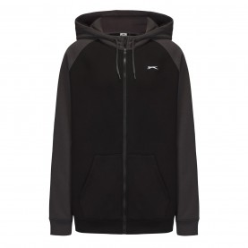 мъжки,суичър,мъжки,горнища,с,качулка,slazenger,fleece,contrast,zip,hoodie,mens,black,charcoal