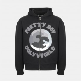 суичър,облекла,на,разпродажба,мъжки,ежедневни,облекла,мъжки,горнища,с,качулка,pretty,boy,ugly,world,mens,cotton,long,sleeve,oversized,fit,zip,hoodie,black,