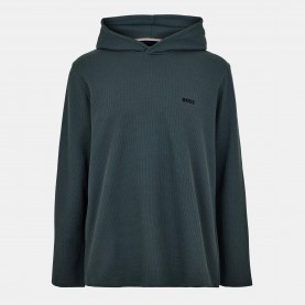 Суичър Boss Mens BOSS Bodywear Waffle Loungewear Hoodie with Logo Detail - Open Green 345 суичър,мъжки,горнища,с,качулка,boss,mens,boss,bodywear,waffle,loungewear,hoodie,with,logo,detail,open,green,345