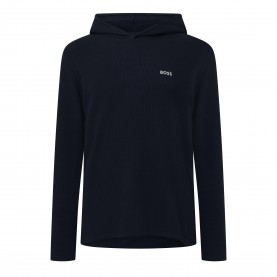 Суичър Boss Mens BOSS Bodywear Waffle Loungewear Hoodie with Logo Detail - Navy суичър,мъжки,горнища,с,качулка,boss,mens,boss,bodywear,waffle,loungewear,hoodie,with,logo,detail,navy