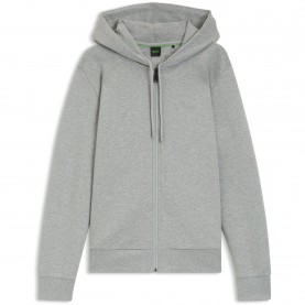 Суичър Boss Mens BOSS GREEN Full-Zip Hoodie with Adjustable Drawstring Hood - Streamlined Design - Silver суичър,мъжки,горнища,с,качулка,boss,mens,boss,green,full,zip,hoodie,with,adjustable,drawstring,hood,streamlined,design,silver