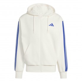 Мъжки суичър adidas Essentials Fleece 3-Stripes Full-Zip Hoodie Mens - White/Bue мъжки,суичър,мъжки,горнища,с,качулка,adidas,essentials,fleece,3,stripes,full,zip,hoodie,mens,white,bue
