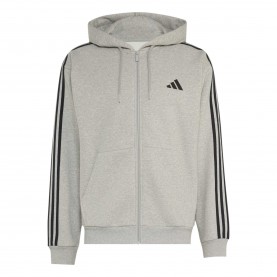 Мъжки суичър adidas Essentials Fleece 3-Stripes Full-Zip Hoodie Mens - Med Grey/Black мъжки,суичър,мъжки,горнища,с,качулка,adidas,essentials,fleece,3,stripes,full,zip,hoodie,mens,med,grey,black
