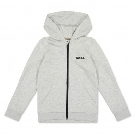 Boss Kids Small Logo Full-Zip Hoodie - Grey A32 boss,kids,small,logo,full,zip,hoodie,grey,a32