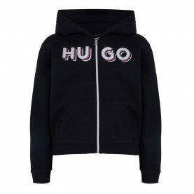 суичър,детски,облекла,hugo,logo,zip,hoodie,black,09b