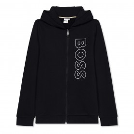 юношески,суичър,детски,облекла,boss,large,logo,zip,hoodie,juniors,black,09b