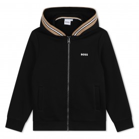 юношески,суичър,детски,облекла,boss,logo,zip,hoodie,juniors,black,09b