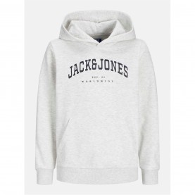 Суичър Jack and Jones Varsity Hoodie Jn62 - White Melange суичър,детски,горнища,с,качулка,детски,3/4,панталони,детски,облекла,jack,and,jones,varsity,hoodie,jn62,white,melange