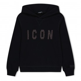 Детски суичър DSQUARED2 Unisex Kids' Studded Icon Hoodie - Black DQ900 детски,суичър,детски,3/4,панталони,dsquared2,unisex,kids',studded,icon,hoodie,black,dq900