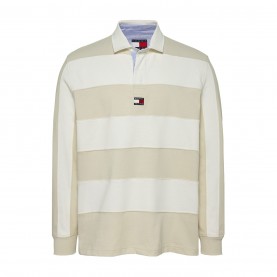 блуза,с,яка,tommy,jeans,men's,entry,stripe,badge,long,sleeve,rugby,polo,shirt,newsprint,white