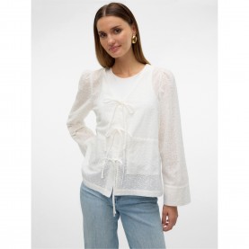 Vero Moda Womens Palma Tie Long-Sleeve Blouse - Bright White vero,moda,women,s,palma,tie,long,sleeve,blouse,bright,white
