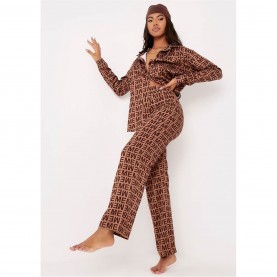 панталони,missy,empire,print,straight,leg,trousers,brown