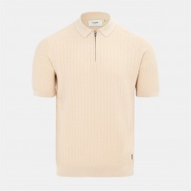мъжки,блузи,с,яка,firetrap,quarter,zip,short,sleeve,ribbed,knit,polo,beige
