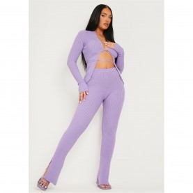 missy,empire,knitted,side,split,trouser,purple