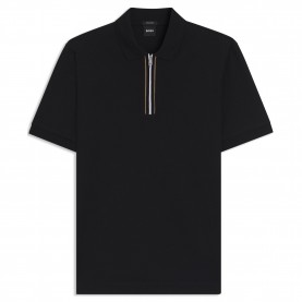 блуза,с,яка,мъжки,тениски,boss,men,s,hbb,paras,quarter,zip,cotton,short,sleeve,polo,shirt,black,001