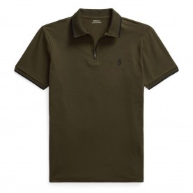 риза,с,къс,ръкав,мъжки,тениски,polo,ralph,lauren,men,s,zipped,short,sleeve,shirt,company,olive