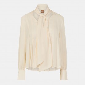 Boss Womens Bijulia Long Sleeve Blouse - Open White дамски,ризи,boss,women,s,bijulia,long,sleeve,blouse,open,white