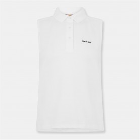 Блуза с яка Barbour Bowford Sleeveless Polo Shirt - White блуза,с,яка,дамски,топове,barbour,bowford,sleeveless,polo,shirt,white