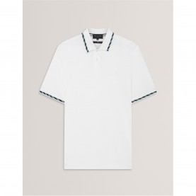 Блуза с яка Ted Baker Men's Jacquard Short-Sleeve Polo Shirt - White блуза,с,яка,облекла,на,разпродажба,мъжки,тениски,ted,baker,men's,jacquard,short,sleeve,polo,shirt,white