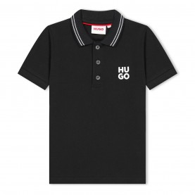 юношеска,блуза,с,яка,детски,облекла,hugo,stacked,logo,polo,shirt,juniors,black,09b