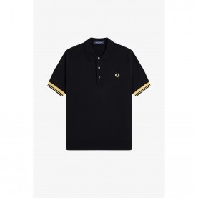 блуза,с,яка,мъжки,тениски,fred,perry,men,s,knitted,cuff,short,sleeve,polo,shirt,blk,gld,90a