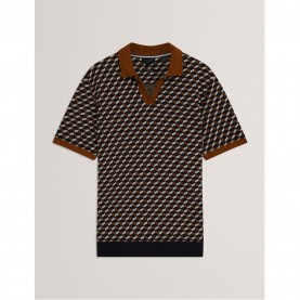 мъжки,тениски,ted,baker,ted,ss,jacquard,polo,sn61,brown,tan