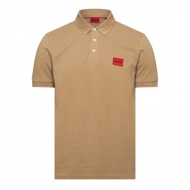 Блуза с яка Hugo Mens HUGO Deruso Short Sleeve Polo Shirt with Logo Detail and Ribbed Collar - Premium Cotton - Medium Beige блуза,с,яка,мъжки,тениски,hugo,mens,hugo,deruso,short,sleeve,polo,shirt,with,logo,detail,and,ribbed,collar,premium,cotton,medium,beige