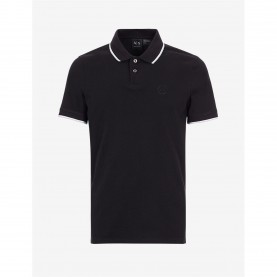 Блуза с яка Armani Exchange Tipped Pique Polo Shirt - Black 1200 блуза,с,яка,мъжки,тениски,armani,exchange,tipped,pique,polo,shirt,black,1200