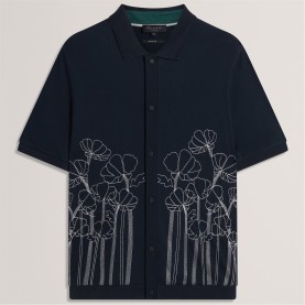 блуза,с,яка,мъжки,блузи,с,яка,ted,baker,men's,ss,floral,short,sleeve,polo,shirt,navy