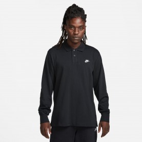 Nike Club Mens Long-Sleeve Knit Polo - Black/White мъжки,блузи,с,яка,мъжки,тениски,мъжки,потници,nike,club,men,s,long,sleeve,knit,polo,black,white