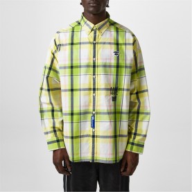 облекла,на,разпродажба,мъжки,ризи,aape,logo,check,shirt,green,yellow