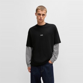 тениска,мъжки,тениски,hugo,men's,regular,fit,logo,back,t,shirt,black,002
