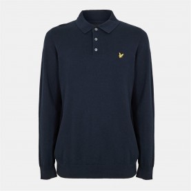 облекла,на,разпродажба,мъжки,тениски,lyle,and,scott,long,sleeve,knit,polo,dark,navy