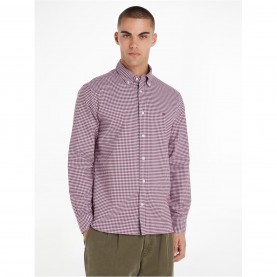 облекла,на,разпродажба,мъжки,ризи,tommy,hilfiger,men's,heritage,oxford,gingham,patterned,shirt,plum,white