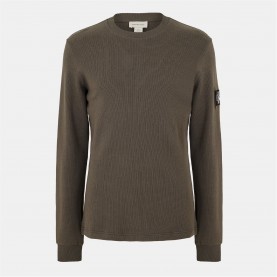 Фланелка с дълъг ръкав Calvin Klein Jeans Waffle Long Sleeve Top - Beluga фланелка,с,дълъг,ръкав,мъжки,тениски,calvin,klein,jeans,waffle,long,sleeve,top,beluga