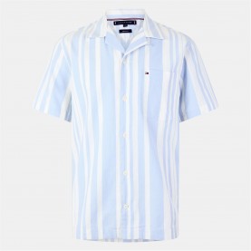 облекла,на,разпродажба,мъжки,ризи,tommy,hilfiger,men's,short,sleeve,striped,patterned,shirt,breezy,blue,0a4