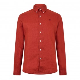 риза,облекла,на,разпродажба,мъжки,ризи,timberland,men's,mill,brook,linen,leaf,green,long,sleeve,plain,shirt,burnt,henna