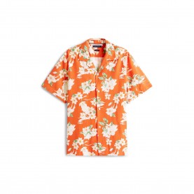 Tommy Hilfiger Mens Floral Short-Sleeve Patterned Shirt - Orange 0KP мъжки,ризи,tommy,hilfiger,men,s,floral,short,sleeve,patterned,shirt,orange,0kp
