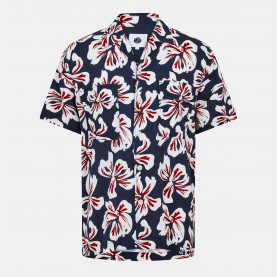 Риза Pretty Green Men's Bauhaus Cuban Collar Short-Sleeve Plain Shirt - Navy риза,pretty,green,men's,bauhaus,cuban,collar,short,sleeve,plain,shirt,navy