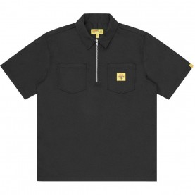 Риза с къс ръкав ICECREAM Mens Quarter Zip Work Patterned Short Sleeve Shirt - Black риза,с,къс,ръкав,мъжки,ризи,icecream,men,s,quarter,zip,work,patterned,short,sleeve,shirt,black